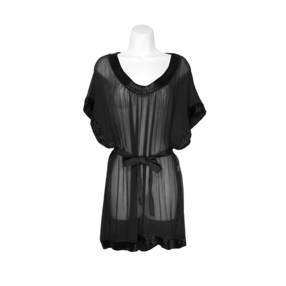 Diane Von Furstenberg Silk Black Sheer Dress Sol Two Bugle Bead DVF New Size 2 - Picture 1 of 11